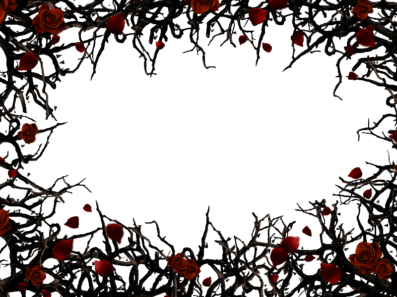Clip Art Black And White Stock Grunge Vignette Png - Roses And Thorns Background (800x600), Png Download