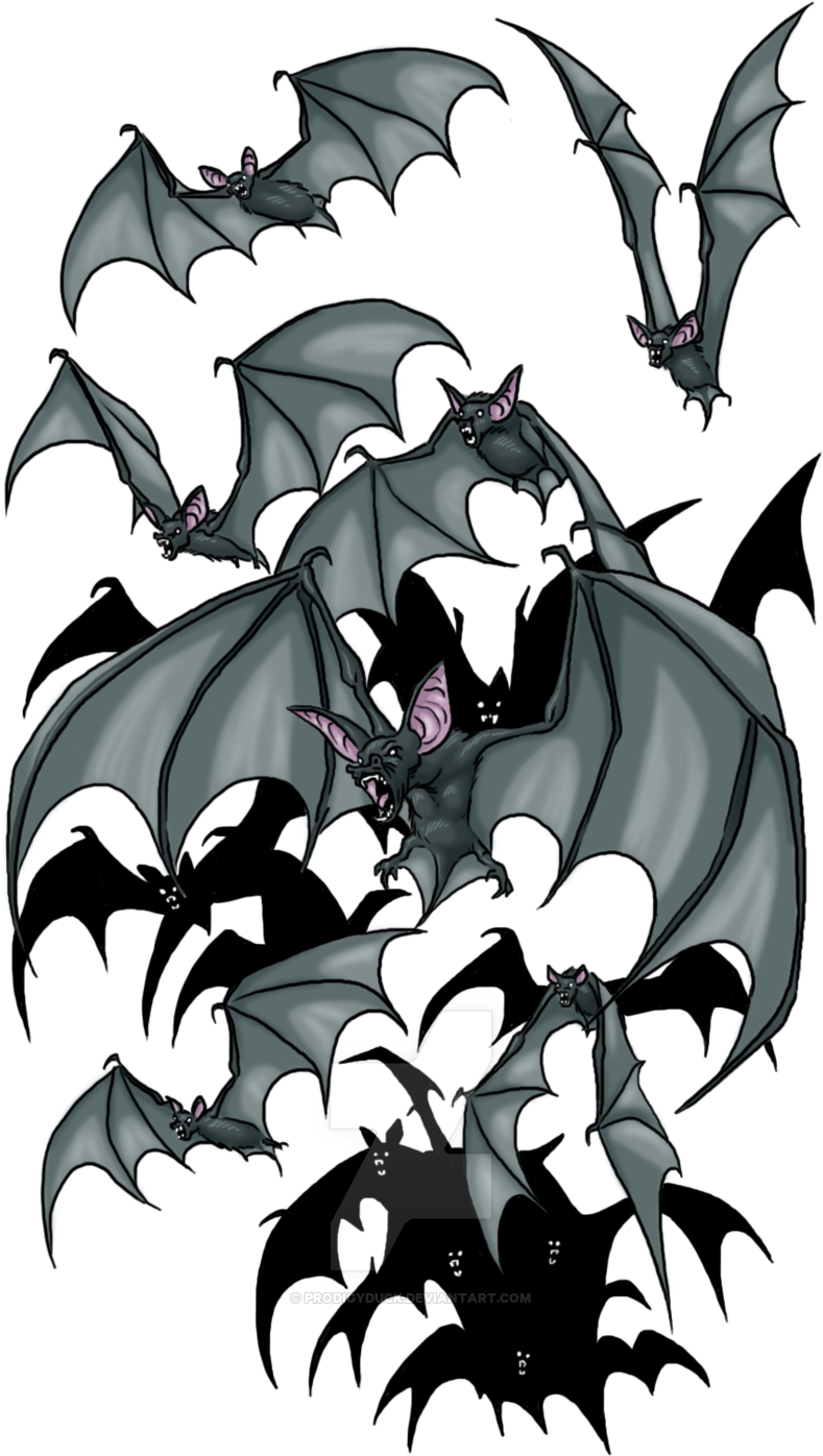 Drawn Bat Swarm Bat - D&d 5e Swarm Of Bats (800x2206), Png Download