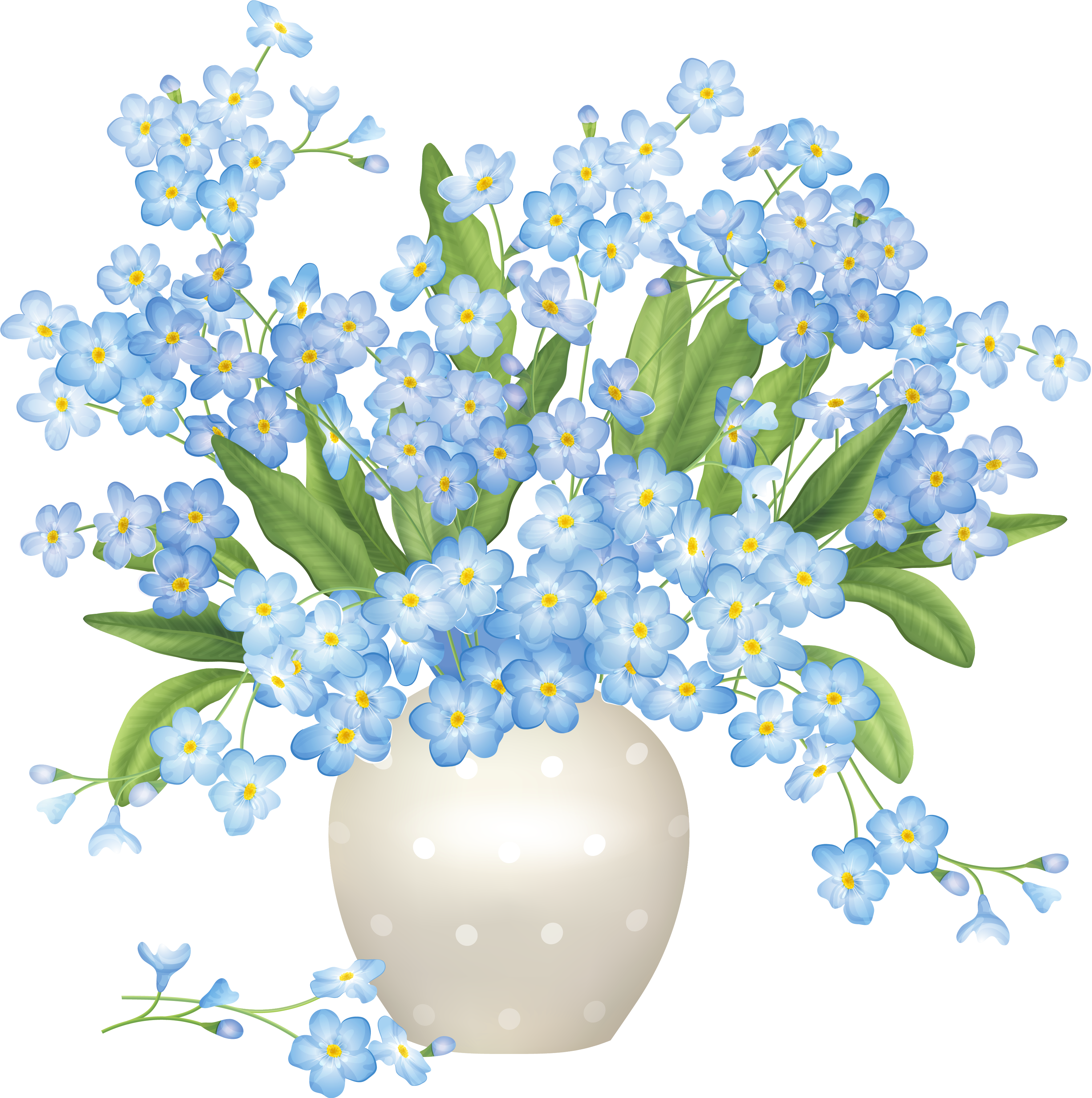 Blue Flower Clipart Transparent - Flower Vase Transparent (3754x3798), Png Download