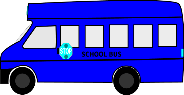 Children On A School Bus Free Clipart Vector - Blue School Bus Clipart (600x311), Png Download