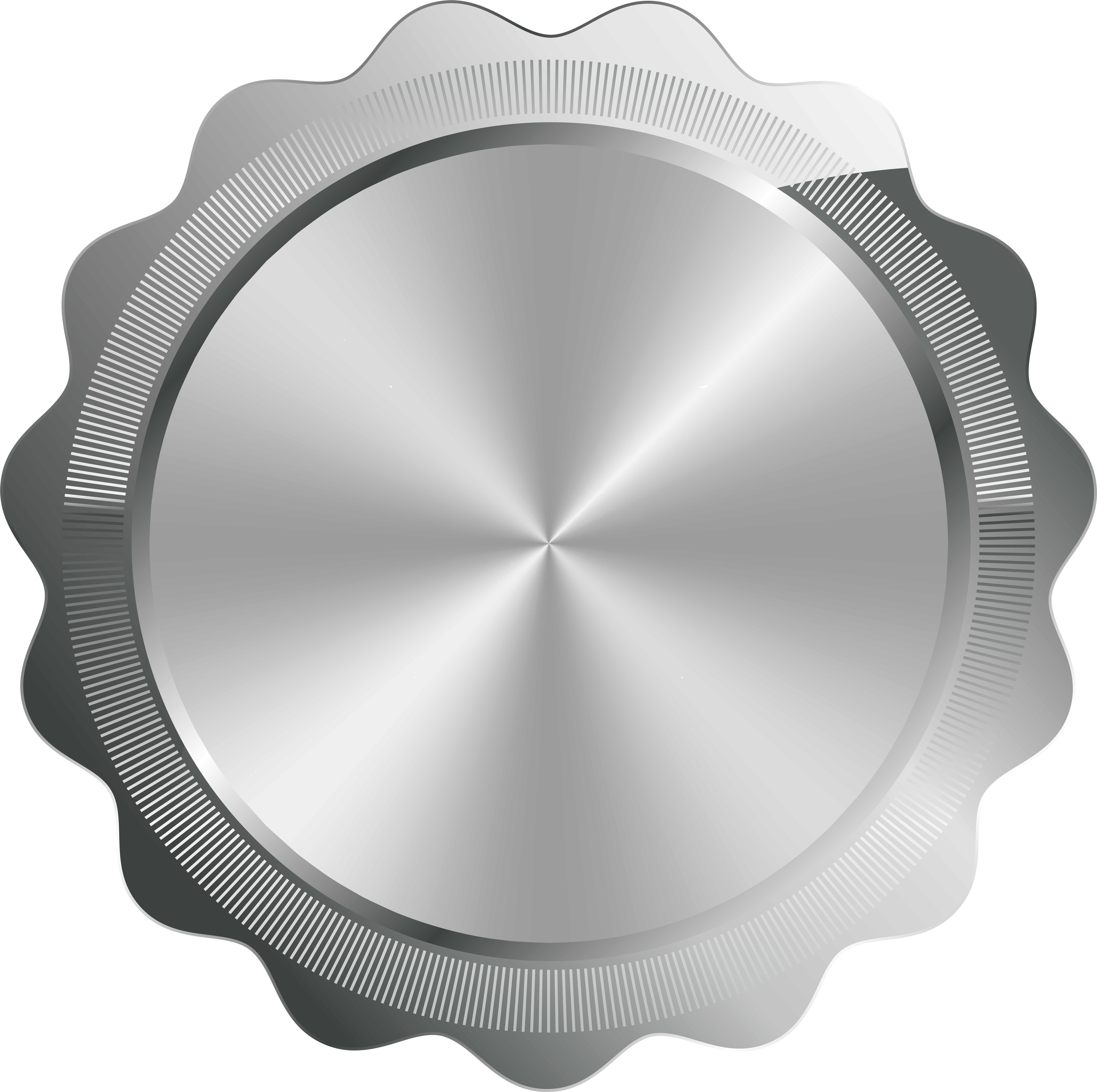 Silver Seal Badge Png Transparent Clip Art Image - Transparent Black Metal Seal (600x597), Png Download