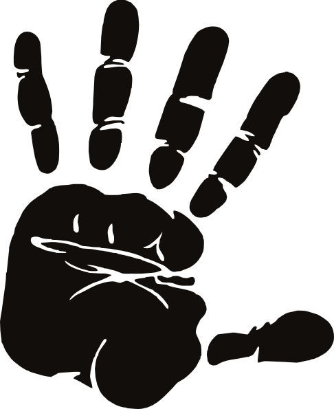 Handprint Clip Art At Clker - Hand Print Clipart Black And White (486x595), Png Download