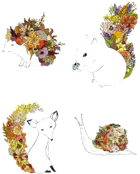 Drawing Watercolor Painting Illustrator Illustration - Drawing Flower With Animal (500x646), Png Download