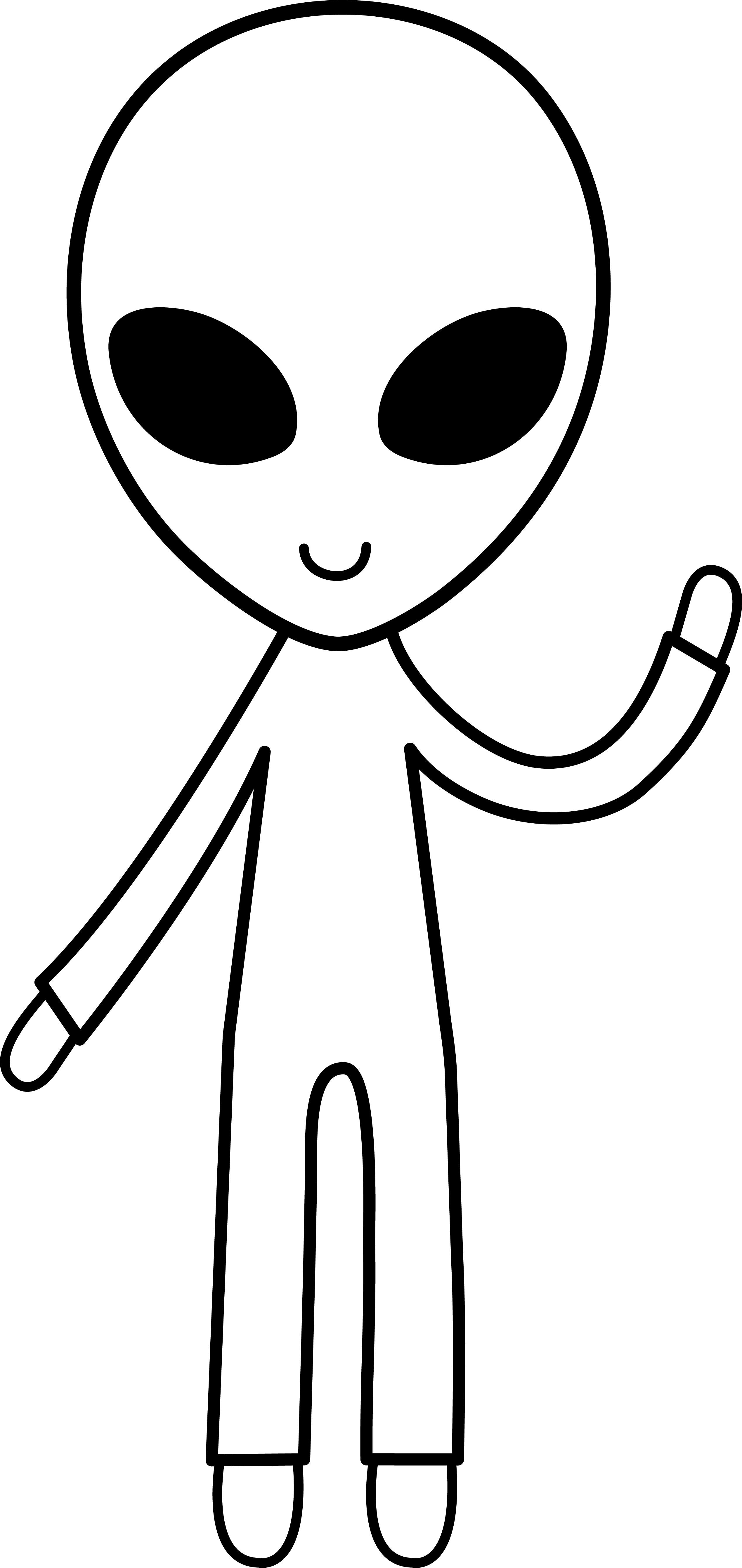 Picture Library Download Science Clip Art Black And - Alien Clipart Black And White (2540x5367), Png Download