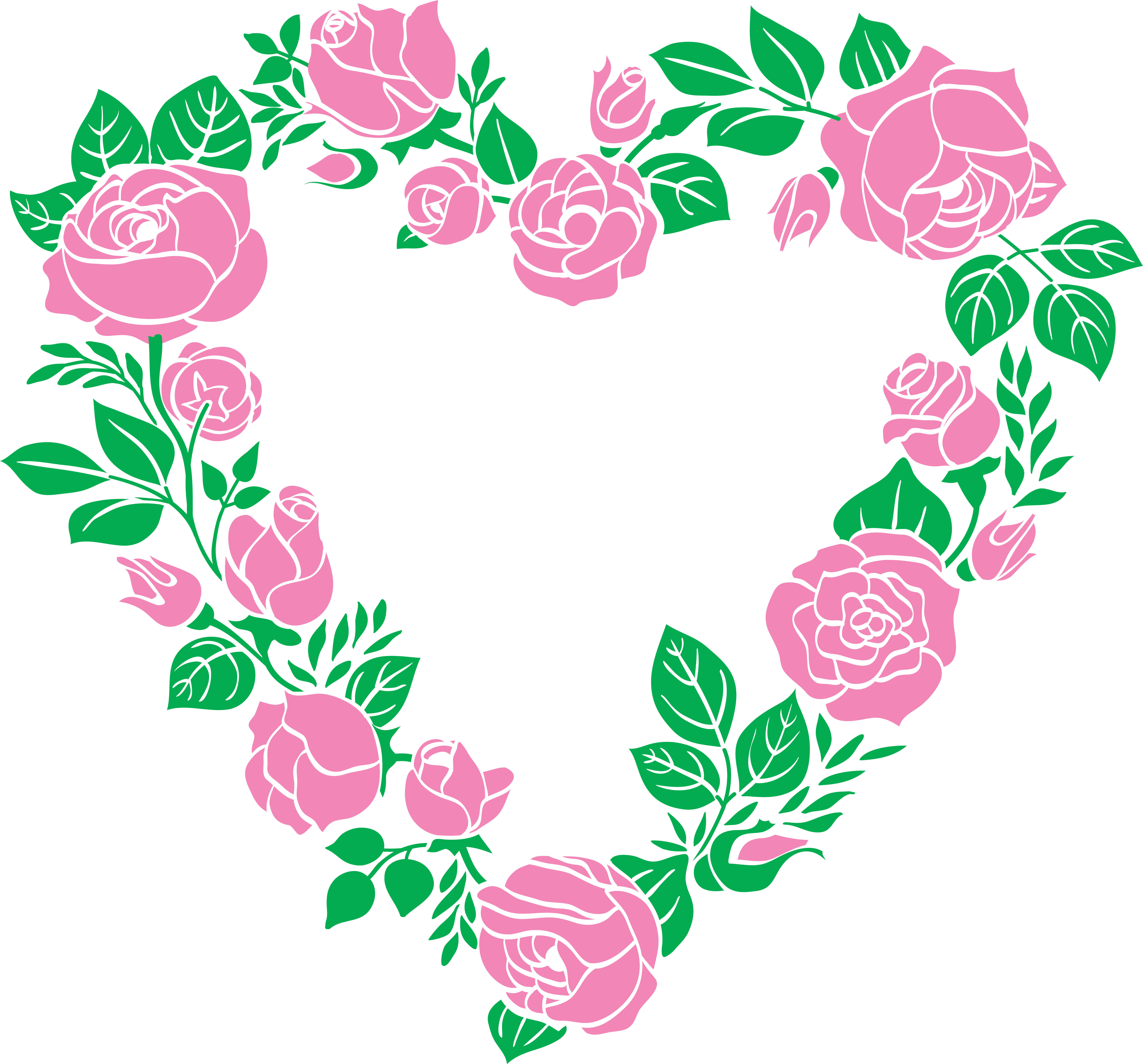 Clipart Freeuse Download Pink Rose Heart Border Png (8000x7445), Png Download