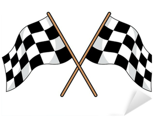 Two Crossed Black And White Checkered Flags Sticker - Skrzyżowane Flagi (400x400), Png Download