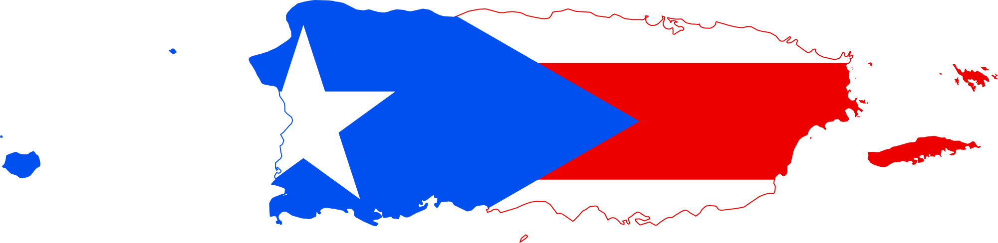 Open - Puerto Rico Map With Flag (2000x488), Png Download