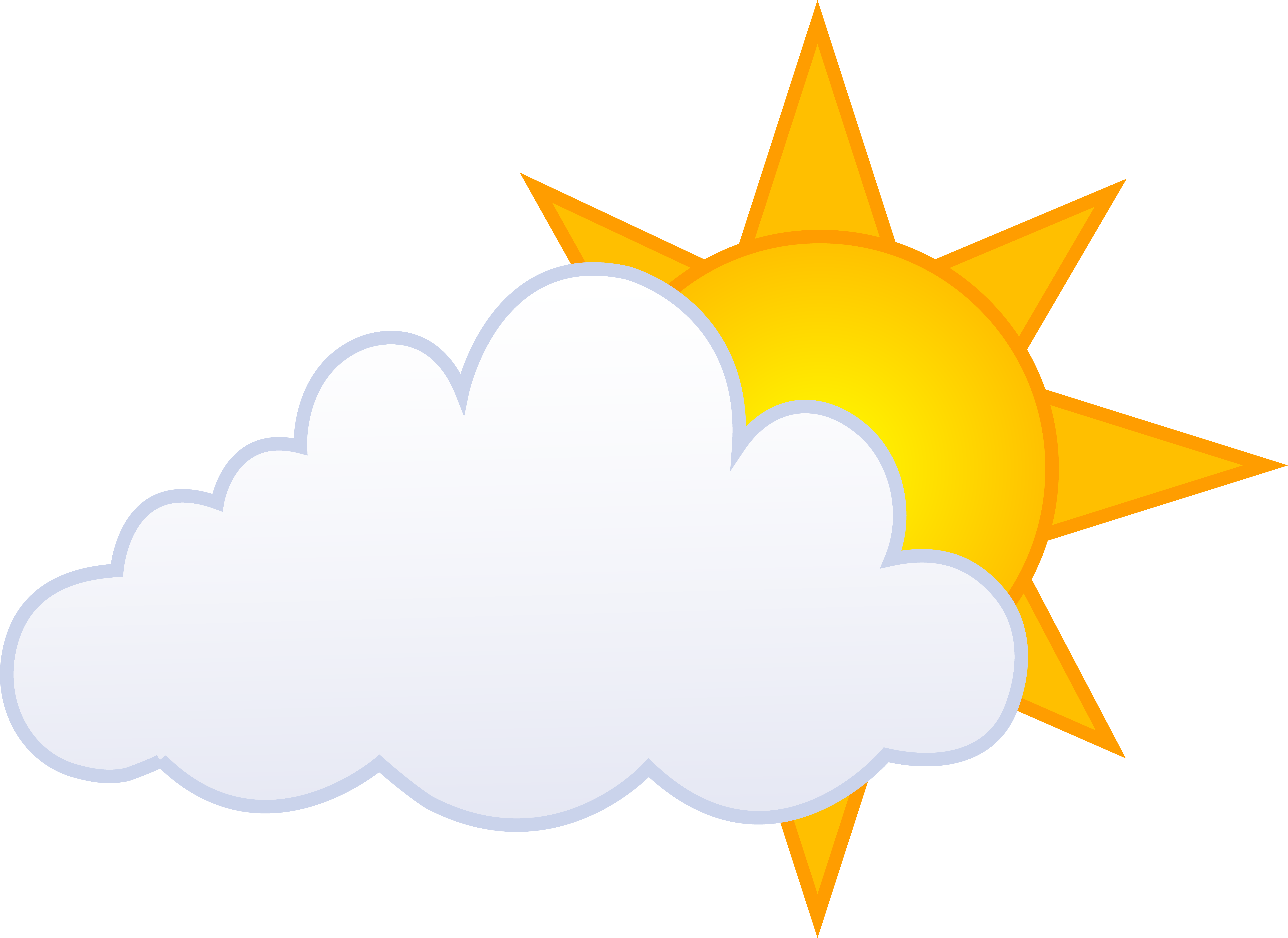 Sunlight Clipart Sunny Weather Pencil And In Color - Cartoon Cloud And Sun (7553x5503), Png Download