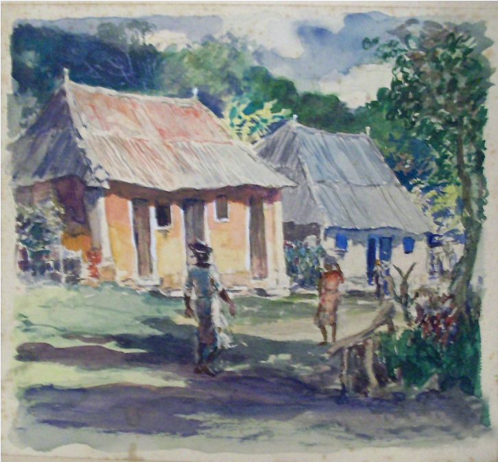 American School Artist Watercolor Titled Brown Walls, - Watercolor Painting (1024x1024), Png Download
