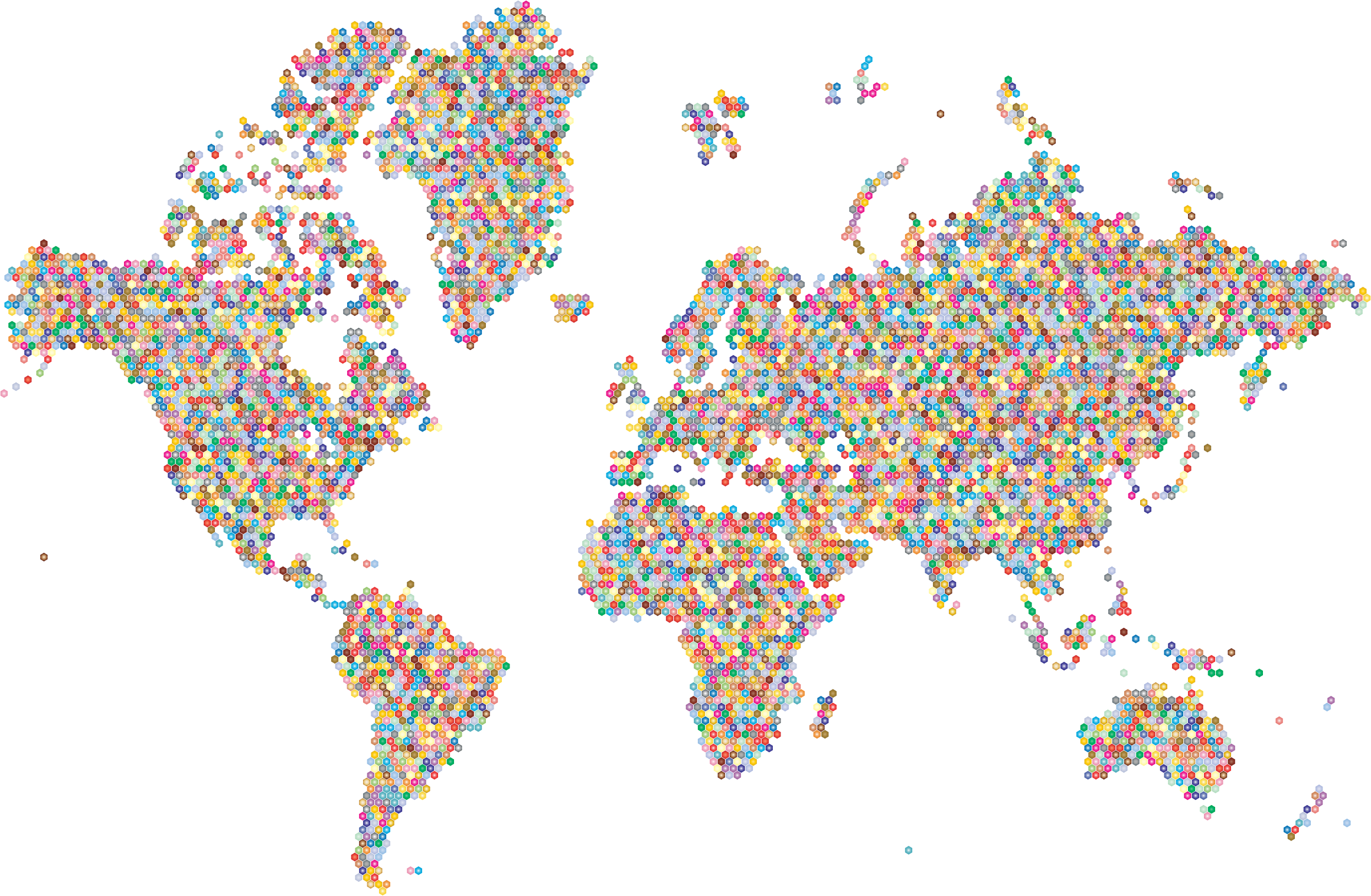 Clipart Prismatic Hexagonal World Map 2 No Background - World Map No Background (2322x1518), Png Download