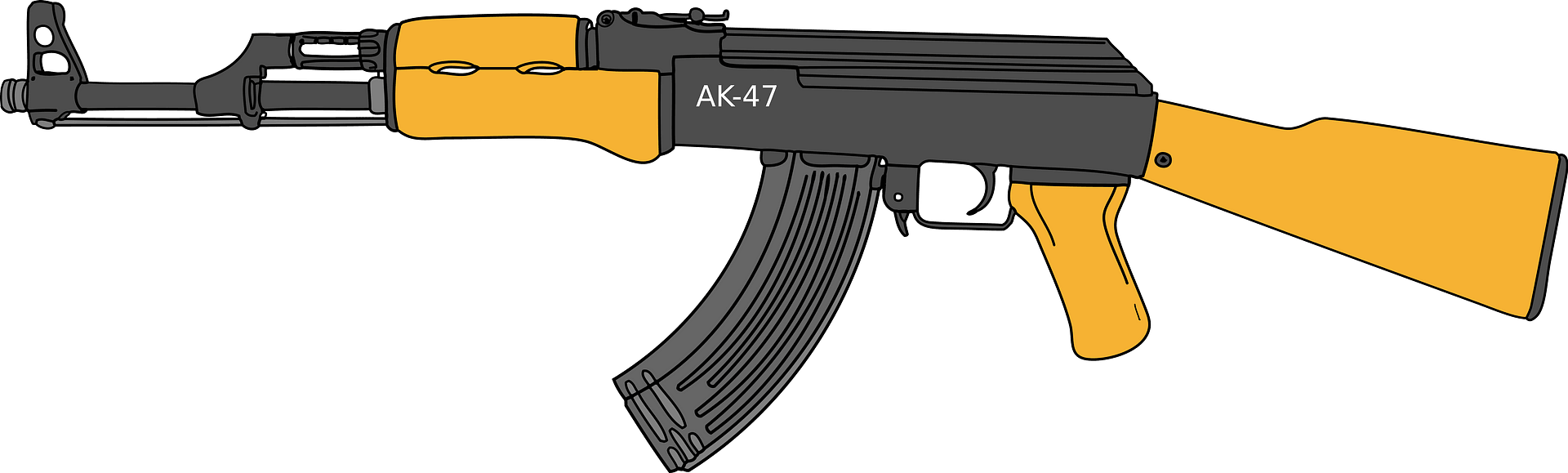Ak-47 Firearm Assault Rifle Pistol - Ak 47 Clipart Png (1127x340), Png Download