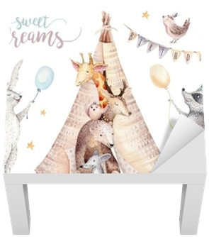 Cute Baby Giraffe, Deer Animal Nursery Mouse And Bear, - Boho Woodland Nursery Animals With Flower Headdress (400x400), Png Download