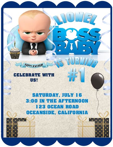 Boss Baby Birthday Party Keepsake Bottle Invitation - Boss Baby Birthday Invitation (498x644), Png Download