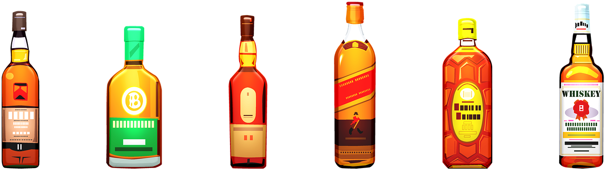 Alcohol, Bottles, Whiskey, Wine, Scotch - Grain Whisky (1201x340), Png Download