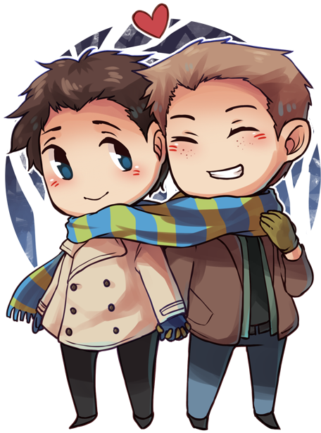 Damon & Alaric // Dean & Castiel Images Dean And Castiel - Cartoon (500x648), Png Download