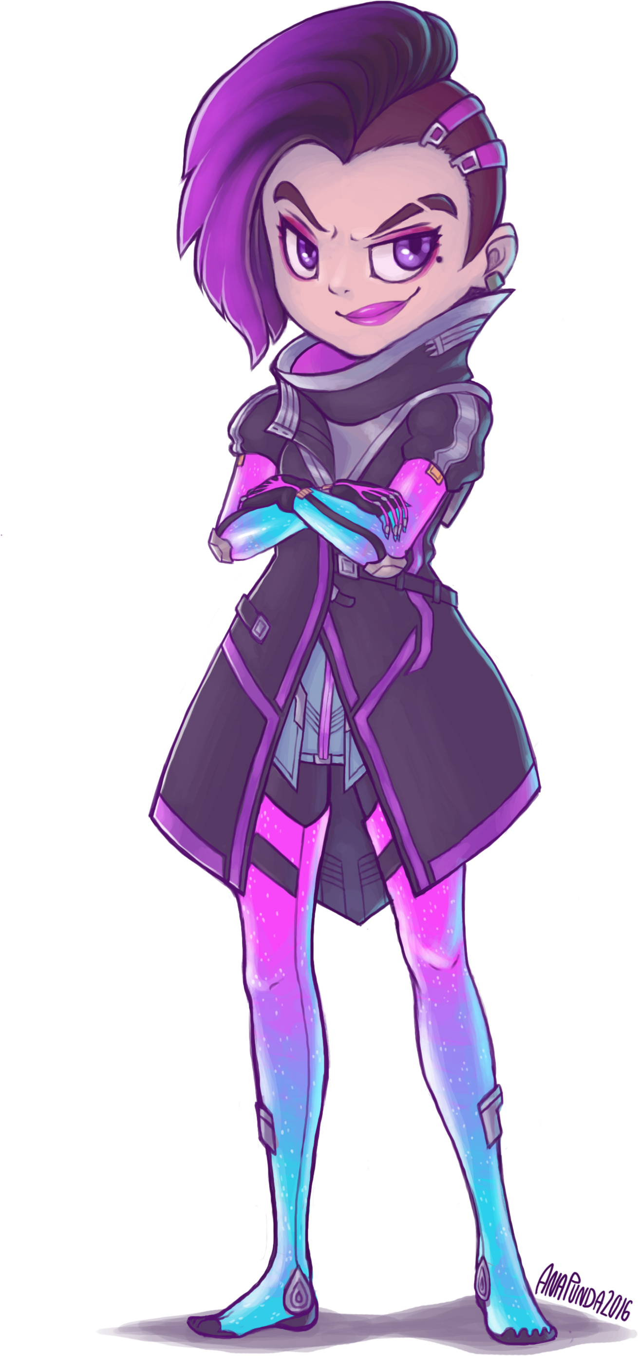 Sombra Fan Art - Overwatch Sombra Chibi (1600x3003), Png Download