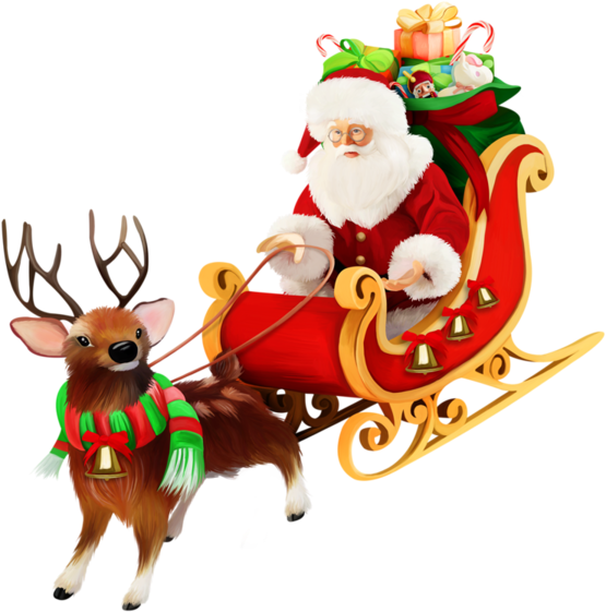 Santa Sleigh Png Pic - Santa Claus Sleigh Png (600x600), Png Download