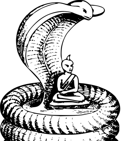 Yoga How-to - Cobra - Будда И Кобра (409x475), Png Download