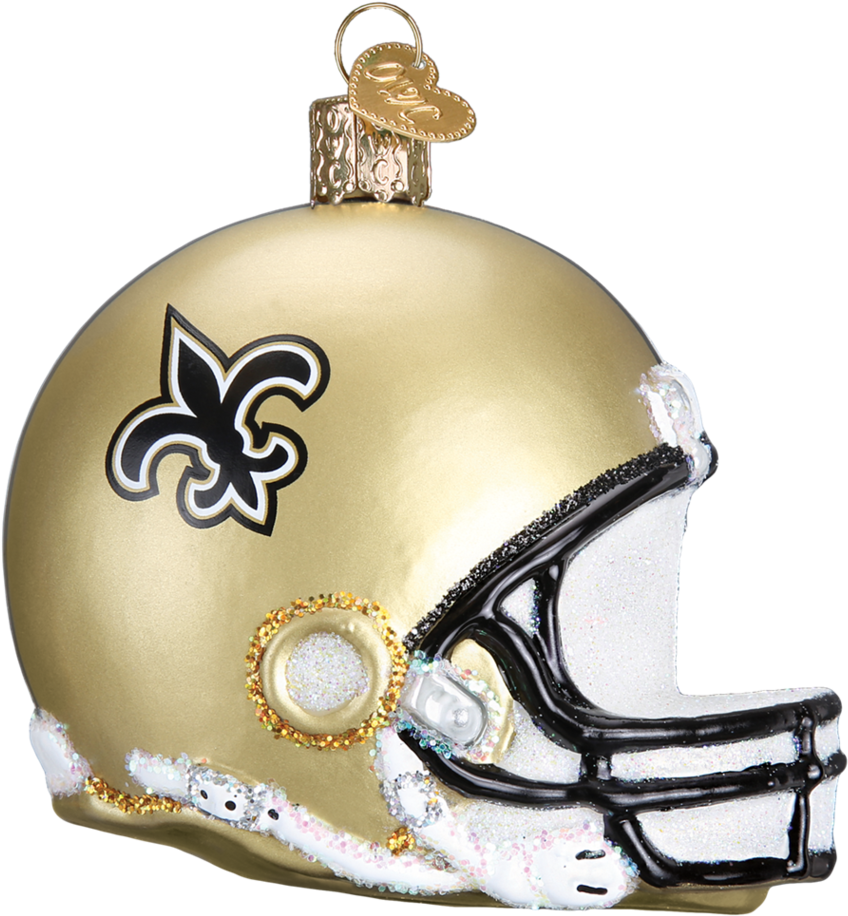 New Orleans Saints Nfl Football Helmet Glass Ornament (950x950), Png Download