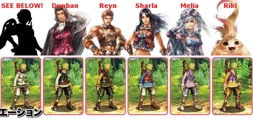 See Below Dunban Reyn Sharla Melia Riki 2) - Xenoblade (979x463), Png Download