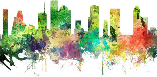 Click And Drag To Re-position The Image, If Desired - Trademark Art Houston Texas Skyline Sp By Marlene Watson (600x400), Png Download