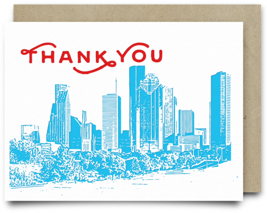 Houston Skyline Thank You Card - Houston (600x600), Png Download