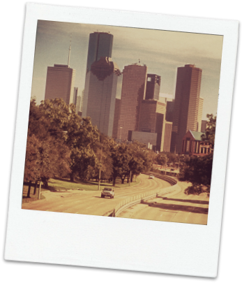 Skyline Vintage Polaroid - 1980s Houston (354x411), Png Download