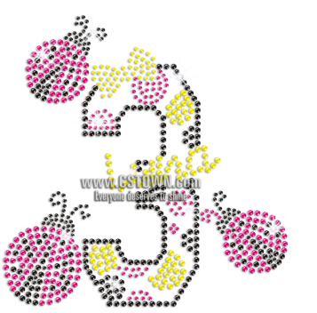 Pretty Fireflies & Number 3 Iron-on Rhinestone Transfer - Illustration (450x450), Png Download