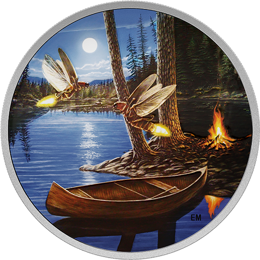 Fine Silver Glow In The Dark Coin Moonlight Fireflies - Silver Coin (570x570), Png Download