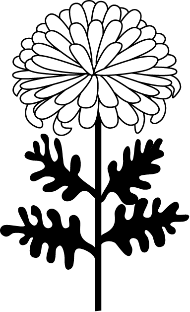 Chrysanthemum Clip Art - Mum Flower Clipart Black And White (383x628), Png Download