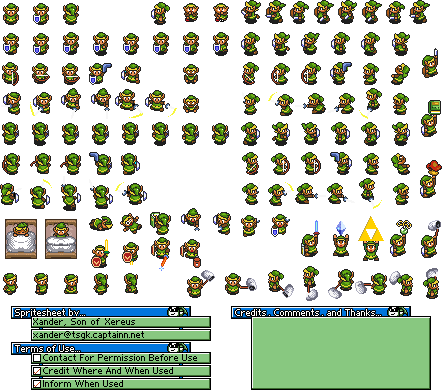 Link To The Past Link Sprites (442x390), Png Download
