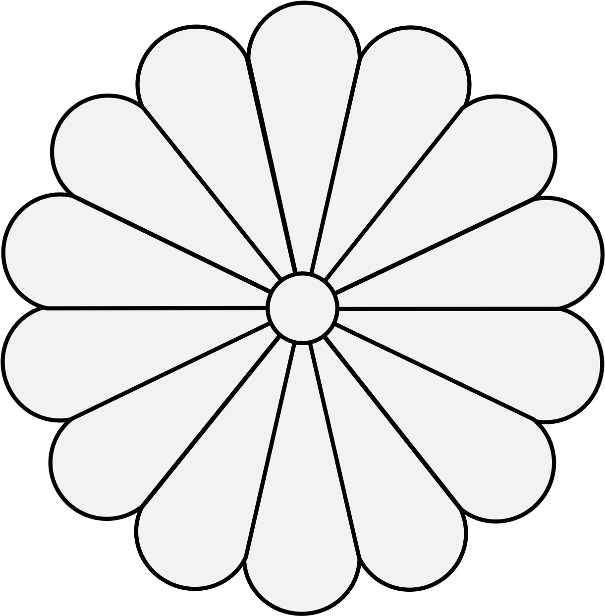 Chrysanthemum Of 14 Petals - 竹田 家 家紋 (1237x1246), Png Download