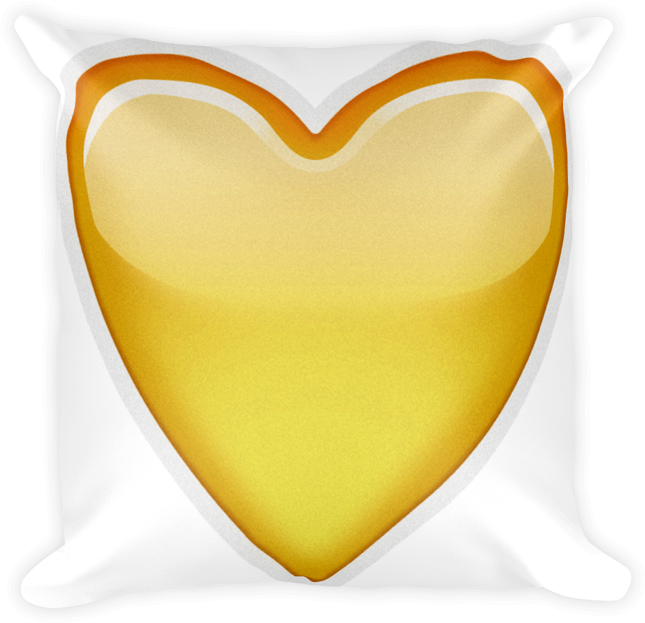 Emoji Pillow - Yellow Heart - Throw Pillow (1000x1000), Png Download