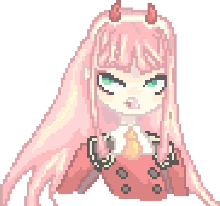 Zero Two - Zero Two Pixel Art (1150x930), Png Download