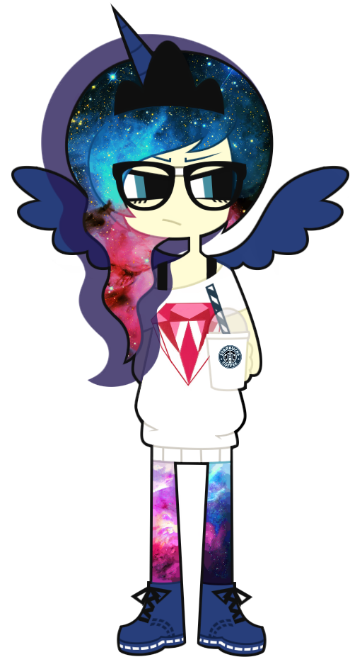 Mlp Fim Hipster Princess Luna By Nekozneko-d5ie00v - Mlp Hipster (524x951), Png Download