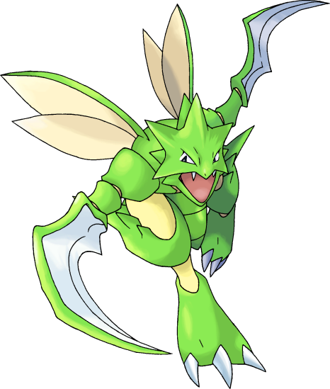 Pokemon Shiny-scyther Is A Fictional Character Of Humans - Shiny Scyther Png (466x549), Png Download