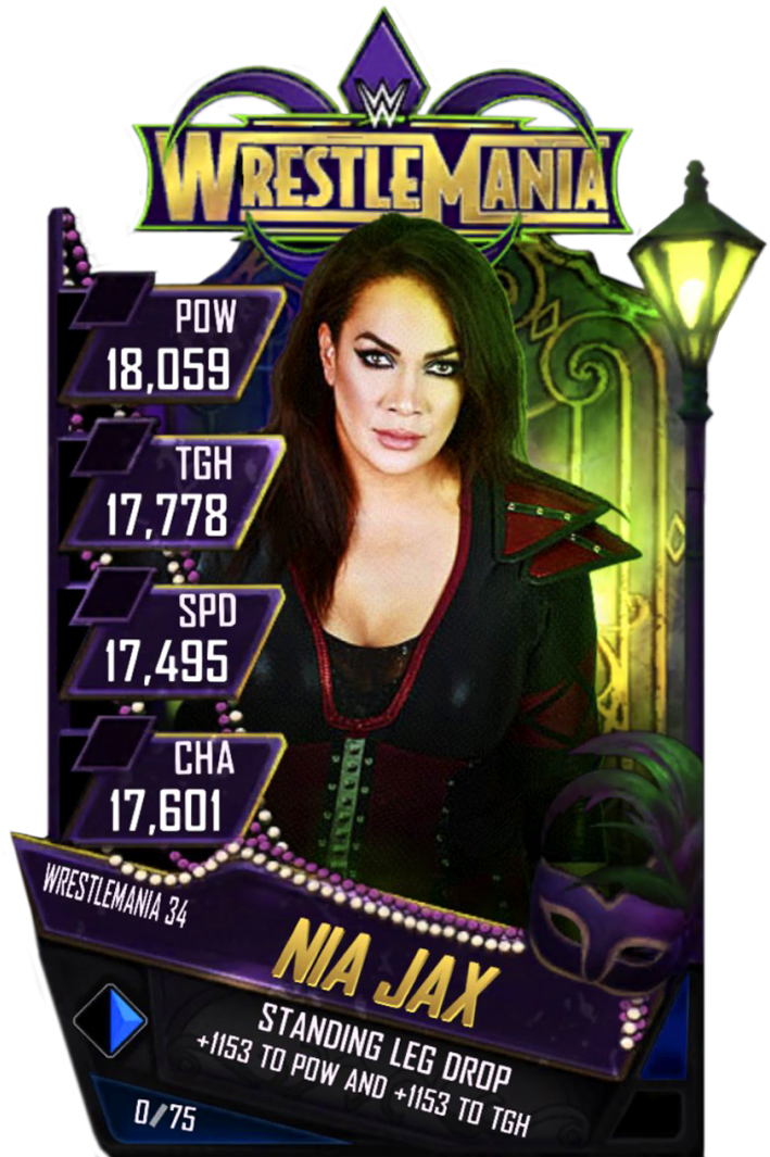 Niajax S4 19 Wrestlemania34 Ringdom - Jeff Hardy Wwe Supercard Wrestlemania 34 Card (733x1158), Png Download