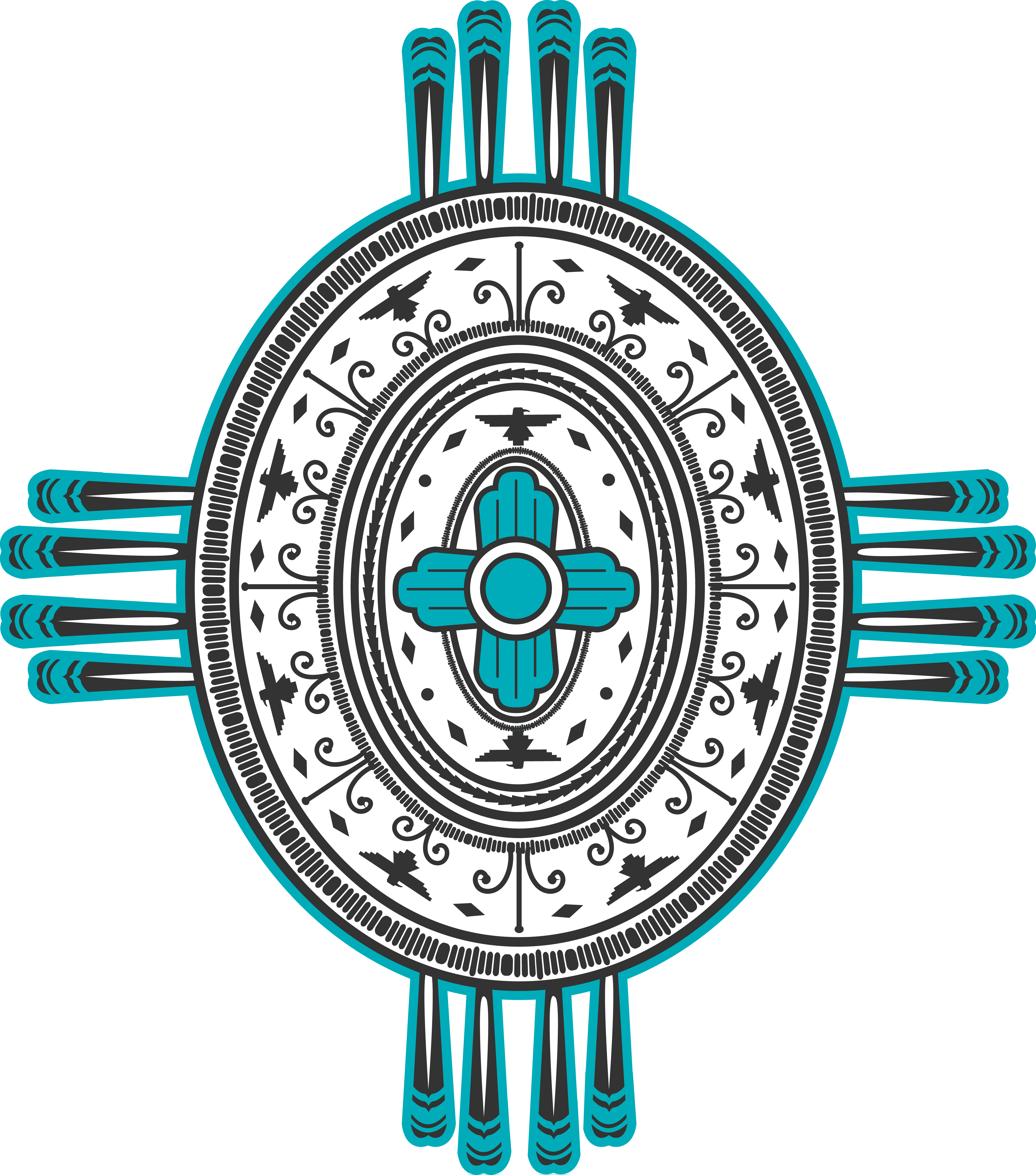 Oval Zia Concho Print (7224x8191), Png Download