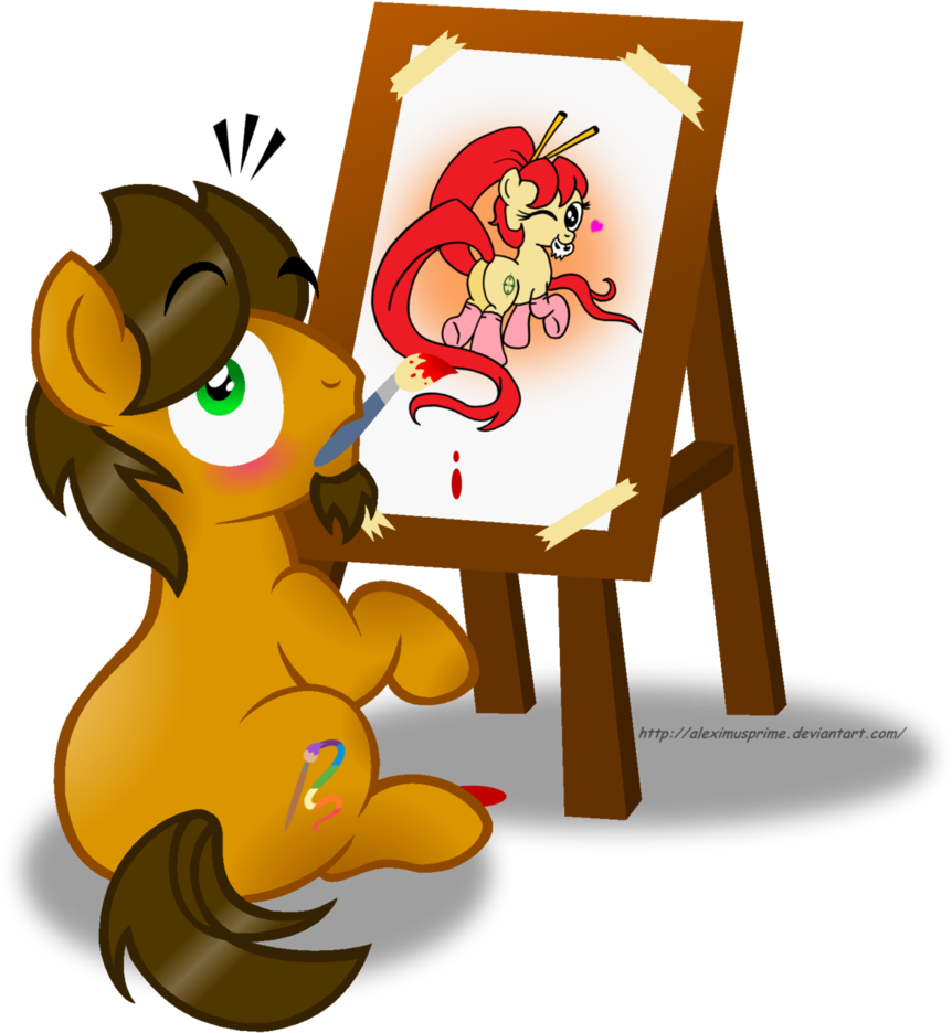 Aleximusprime, Easel, Oc, Plot, Ponified, Safe, Simple - Mlp Base Stalking (940x1024), Png Download