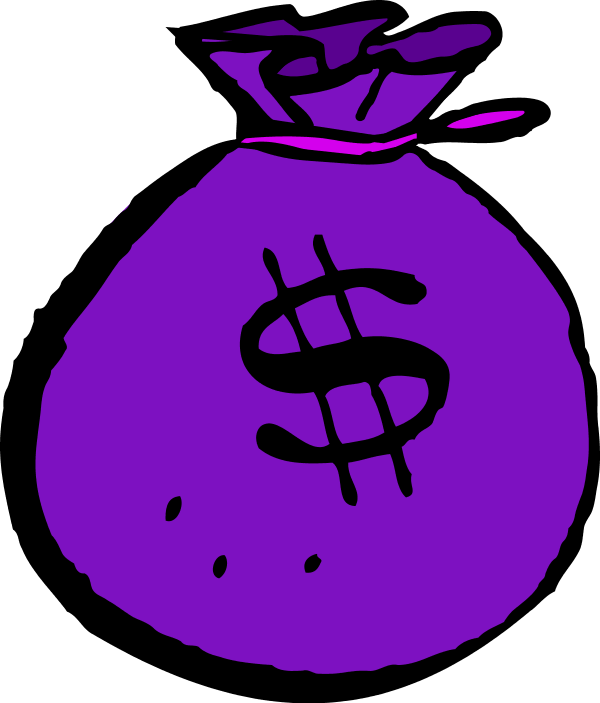 Money Clipart Purple - Cartoon Money Bag Transparent (600x703), Png Download