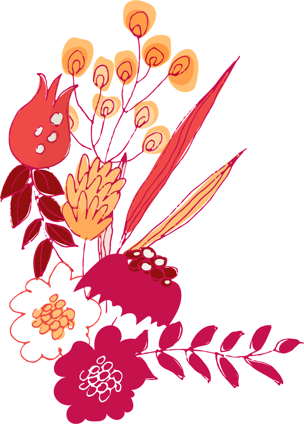 Hand Drawn Pomegranate Flower Png Transparent - Flower (1024x1427), Png Download