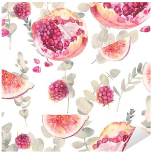 Watercolor Exotic Fruits Seamless Pattern With Eucalyptus - Food Wallpaper Seamless Tile (400x400), Png Download