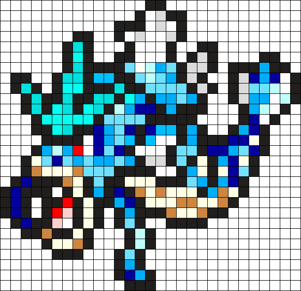 Gyarados Pokemon Bead Pattern Perler Bead Pattern / - Pixel Art Pokemon Gyarados (610x589), Png Download