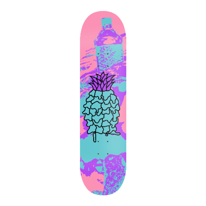 Vaporwave Pineapple - Skateboard Deck (1000x1000), Png Download