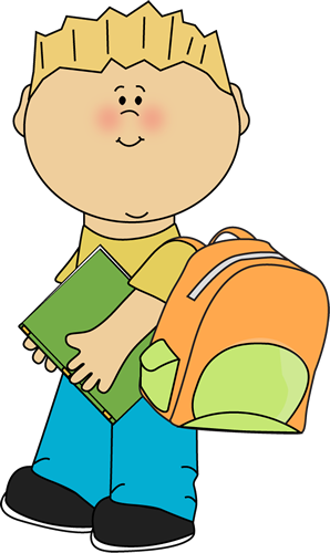 Children Walking Clip Art - Boy With Backpack Clip Art (298x500), Png Download