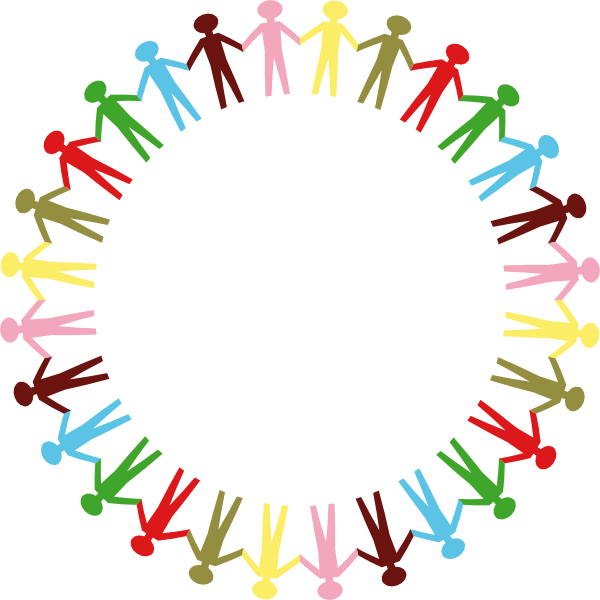 Unity Transparent Word Art - Stick Figure Holding Hands Circle (600x600), Png Download