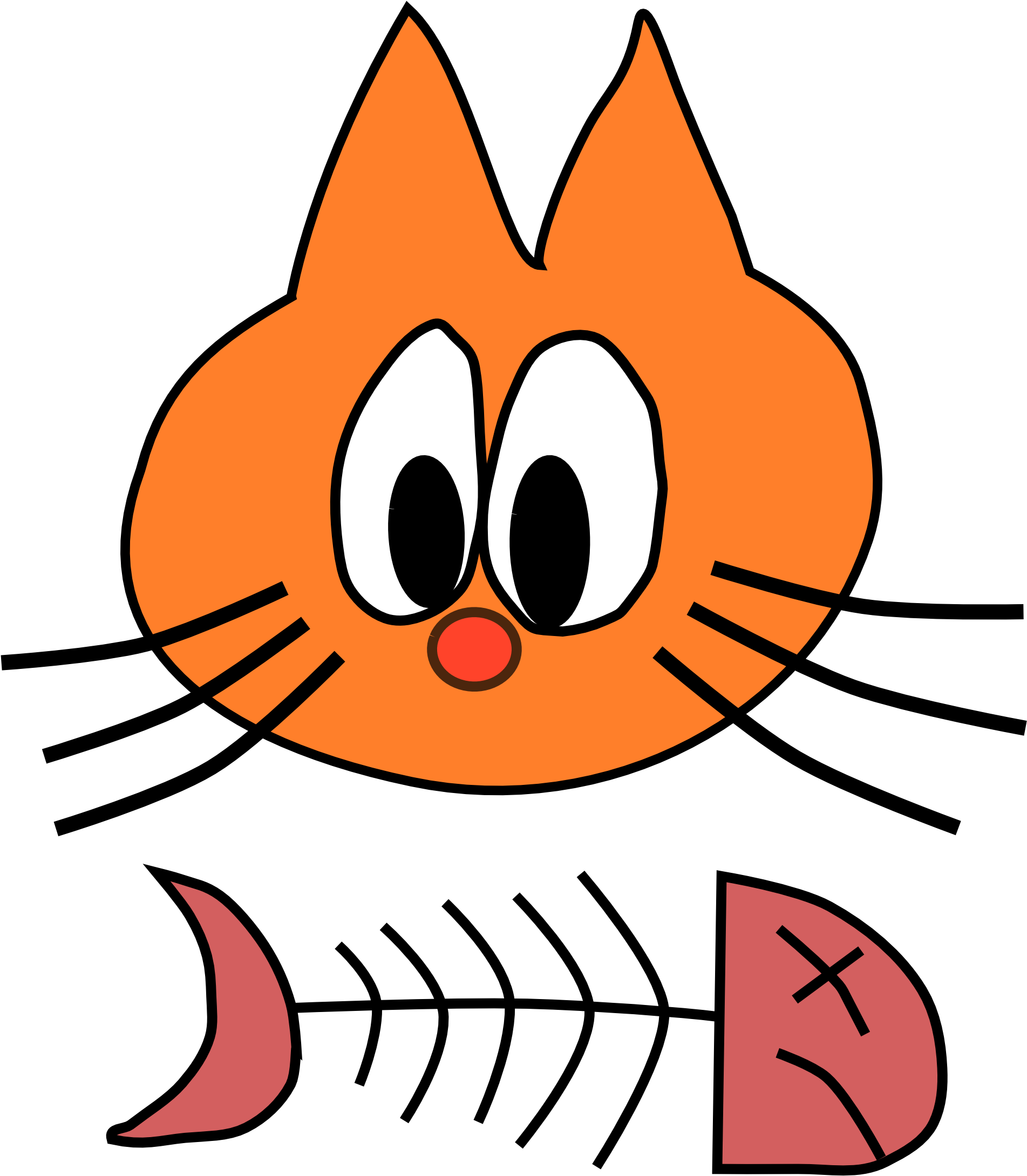 Cat With Fish Bone (528x596), Png Download