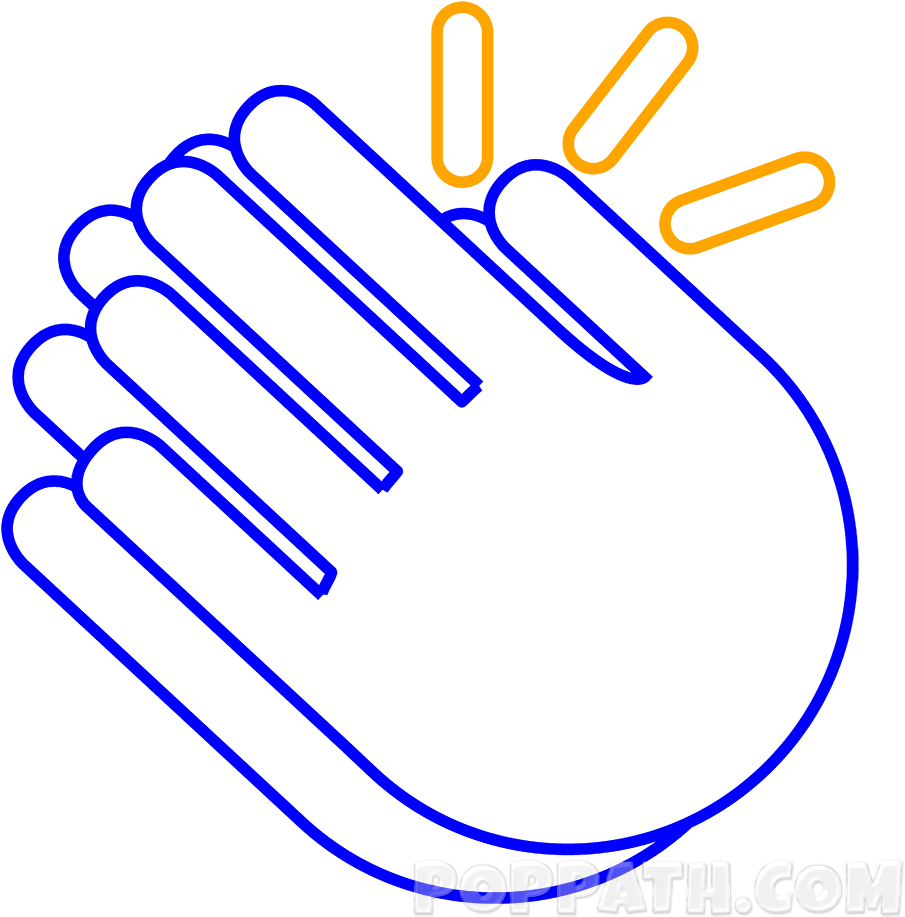 Now Draw Three Stadium Shapes Around The Thumb Of Second - Hands Clapping Drawing Easy (1000x1000), Png Download