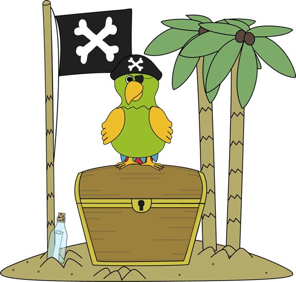 Pirate Flag And Parrot On An Island - Island Pirate Clipart (576x550), Png Download