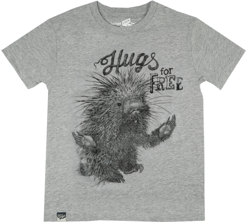 Lion Of Leisure T-shirt Porcupine - Papette Wenskaart Hugs For Free (960x720), Png Download